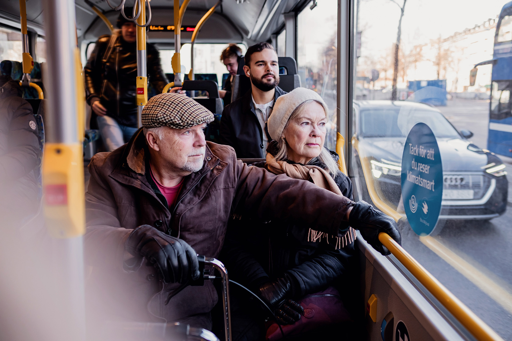 Passengers omboard bus